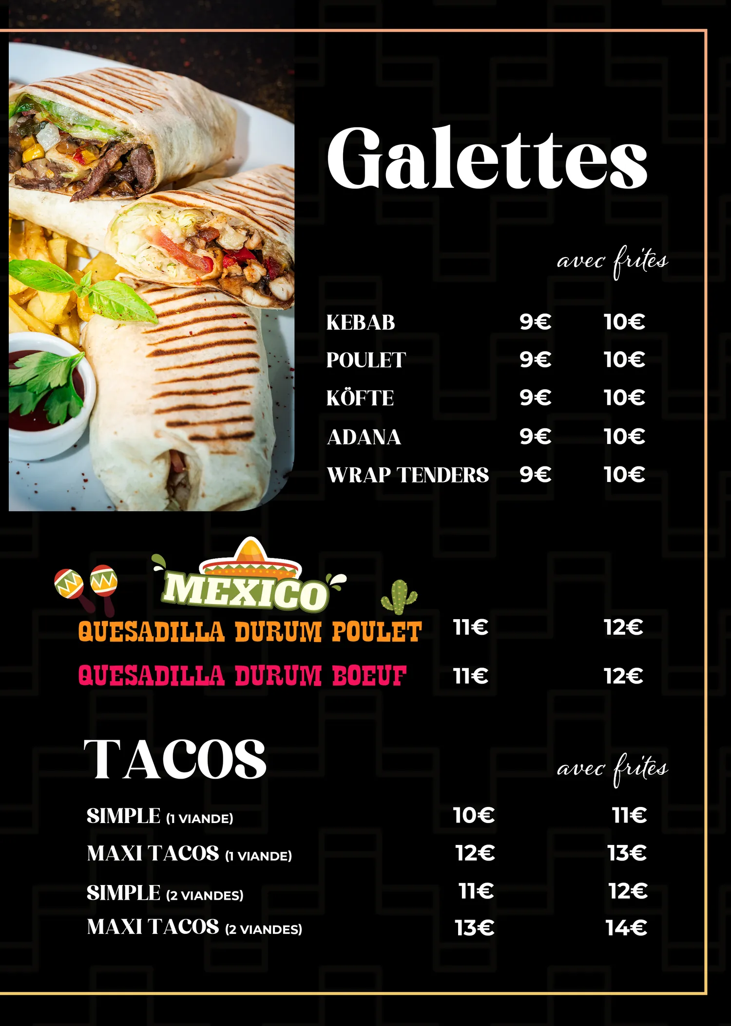 Le Resto Kadirhan, carte du restaurant, page 9 sur 24