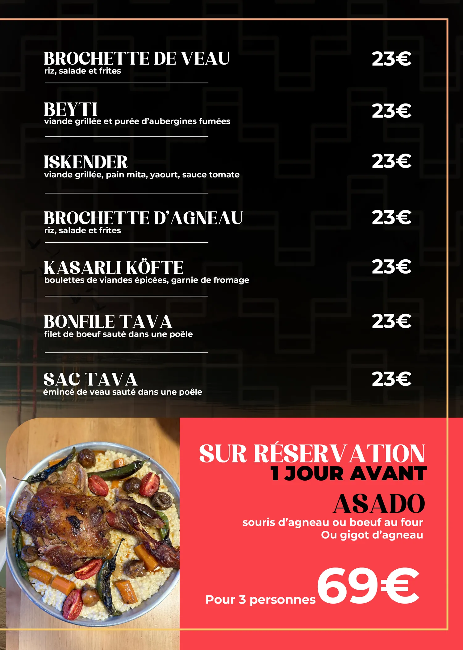 Le Resto Kadirhan, carte du restaurant, page 11 sur 24