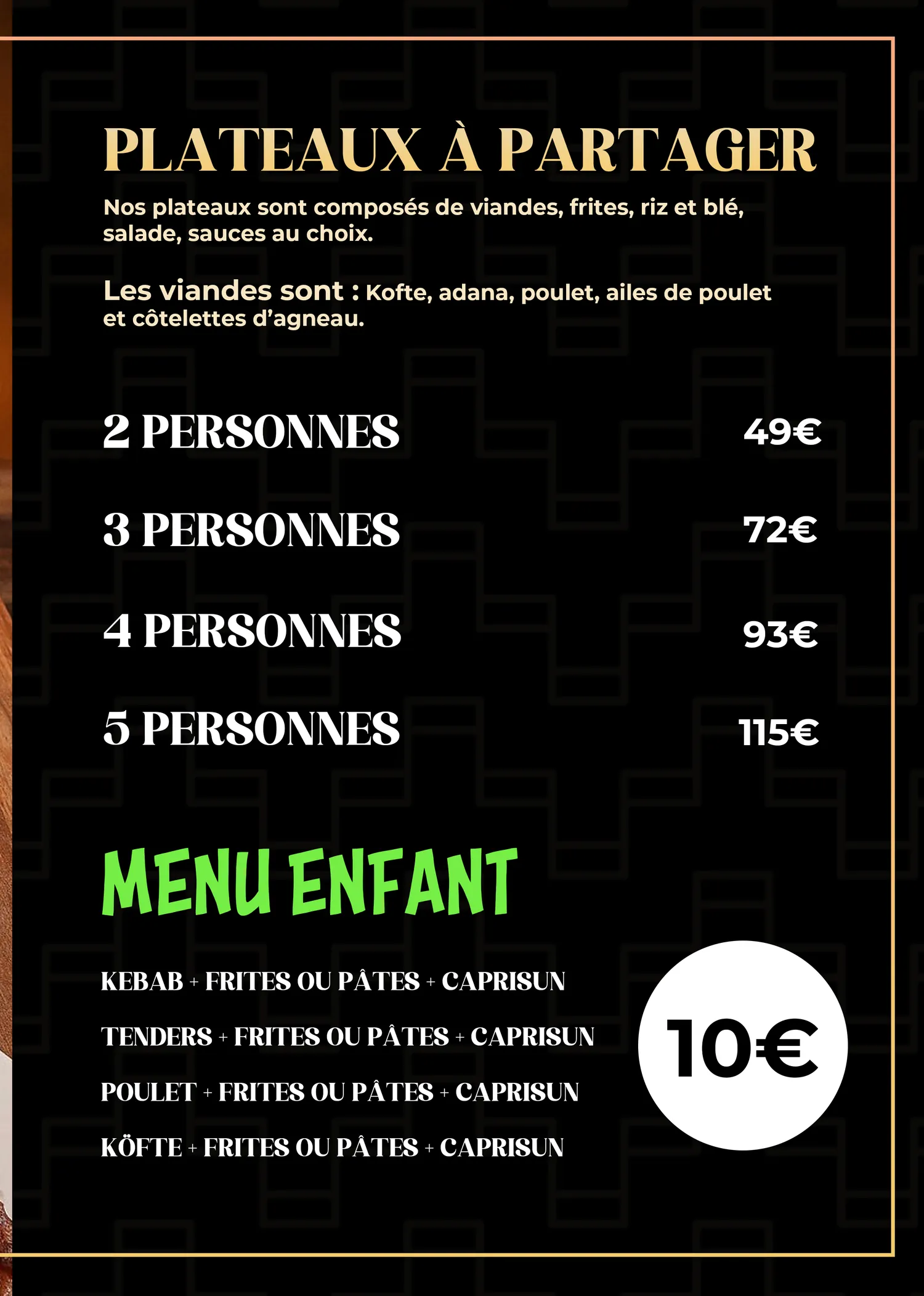 Le Resto Kadirhan, carte du restaurant, page 21 sur 24